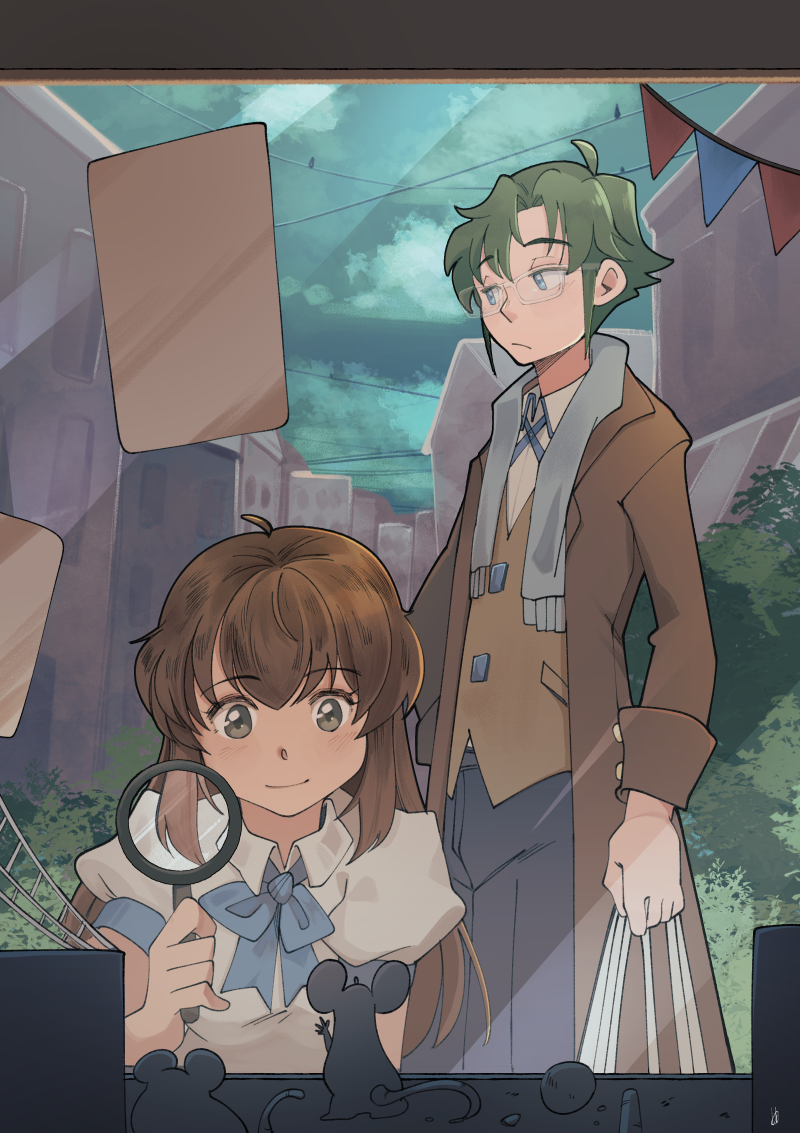 An illustration of Edel and Elanore at a pet shop in town.